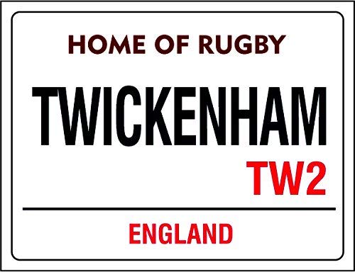 Ecool Home of rugby twickenham england retro shabby chic vintage style picture metal wall plaque sign (150mm x 100mm)