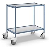 Système pratique eurokraft  Chariot à Plateaux  Force 150 kg  sans Barre de poussée  2 Plateaux  4 roulettes pivotantes  Dont 2 avec Blocage Double