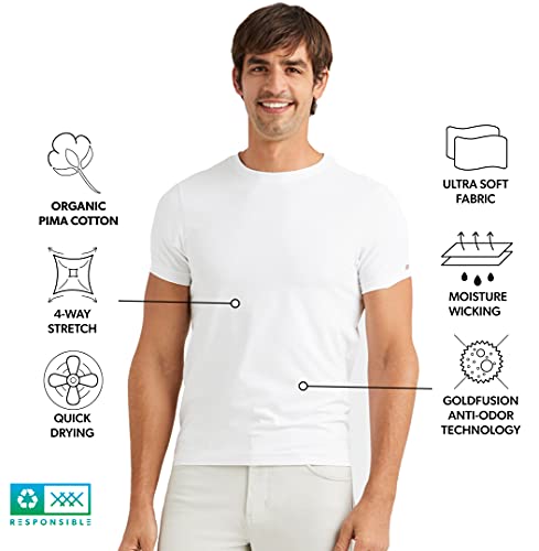 Rhone Men's Element Tee, Slim-Fit, Organic Peruvian Pima Cotton, Goldfusion Anti-Odor Technology (White, Large) #TOP1