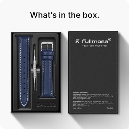 Image of Fullmosa Watch Band, Quick Release Leather Watch Strap Compatible with Samsung Galaxy Garmin for Men Women, Replacement Bands Width 12mm 14mm 16mm 18mm 19mm 20mm 21mm 22mm 24mm