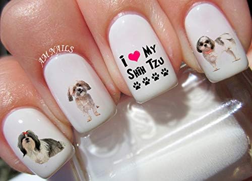 Shih Tzu  Juego de 56 pegatinas de agua para uñas de perro
