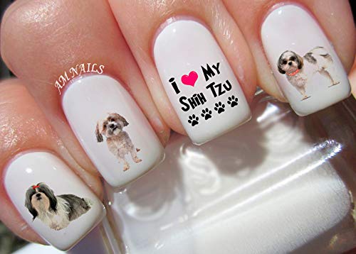 Shih Tzu Dog Water Nail Art Transfers Stickers Decals - Set of 56 - A1301