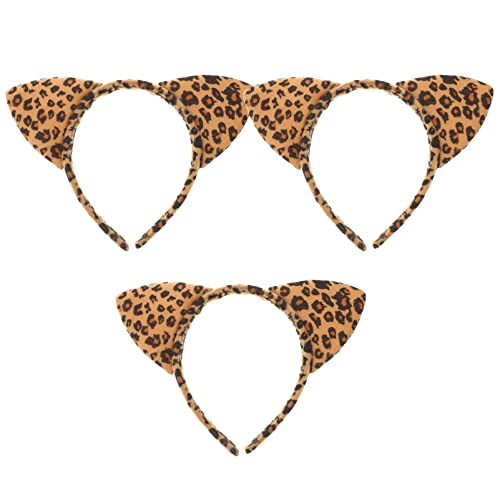 Lurrose 3pcs Leopard Ears Headband for Women Animal Ears Headband Cosplay s Hair for Halloween Christmas Costume Cosplay Party Favor