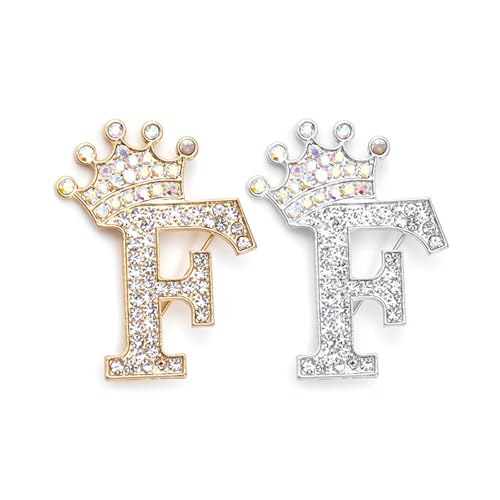 Image of Letter Rhinestone Brooches for Women Gold Silver Initial Crown Lapel Bag Clothing Dress Custom Jewelry Gifts