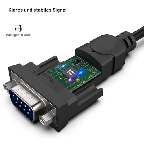 BENFEI USB auf RS232 Seriell Kabel mit Nuss 1,8M, Seriell USB auf RS-232 (9 Pin) DB9 mit PL2303 Prolific Chipsatz, Kompatibel fur Windows 11/10/8.1/8/7, Mac OS X 10.6 und höher (NOT VGA)