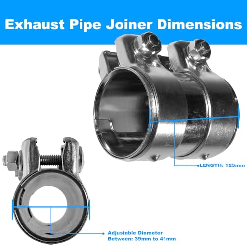 Conector de tubo de escape E-Tech ajustable de 39mm a 40mm para trabajo pesado EC003 2