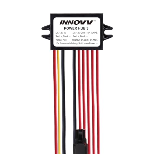 INNOVV Power Hub 3 Power Distribution System Kit, DC 12V 15AMotorcycle Power Distribution Hub, Connecting Up to 5 Devices Installed on The Motorcycle