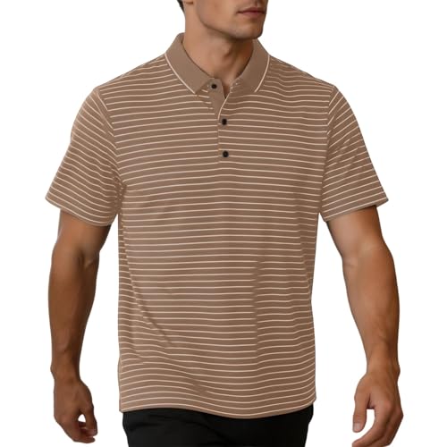 Camisas Polo de Golf a Rayas para Hombre con Cuello Polo Manga Corta Casual
