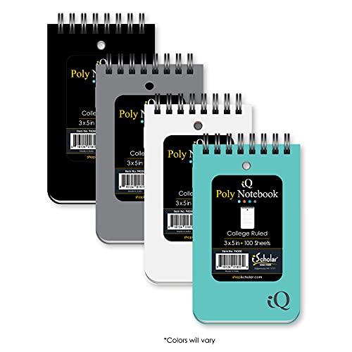 Ischolar Double Wire Poly Memo Book, 3 X 5", Top Open, Color Will Vary (94350) #TOP1