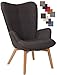 Chaise Lounge Durham en Tissu I Chaise Fauteuil pour Salon Ou Salle A Manger I Piètement en Bois I Design Scandinave, Couleur:Gris foncé