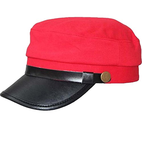 LerBen Mens Women Vintage Army Cadet Military Navy Sailor Cap Flat Top Hats