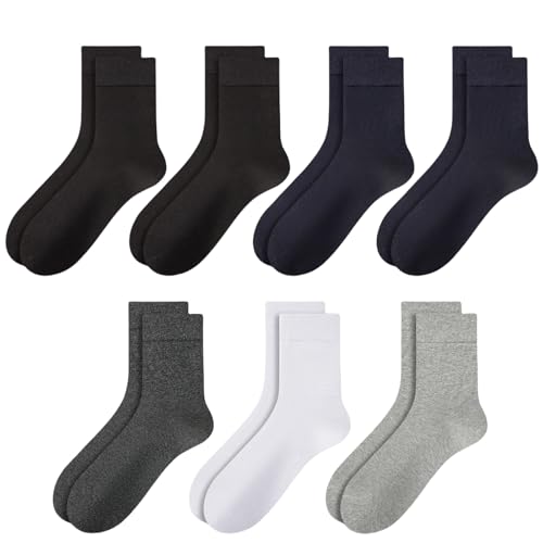 Men's Cotton Crew Socks 7-Pack - Moisture-Wicking Athletic Dress Socks for Work & Gym, Cushioned Non-Slip Multi-Color Pack (Fits Shoe Size 8-12)