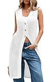 Cakulo Womens Sleeveless Spring Summer Crochet Cardigans Beach Cover Up Boho Long Sweater Vest Tops 2026 White XL