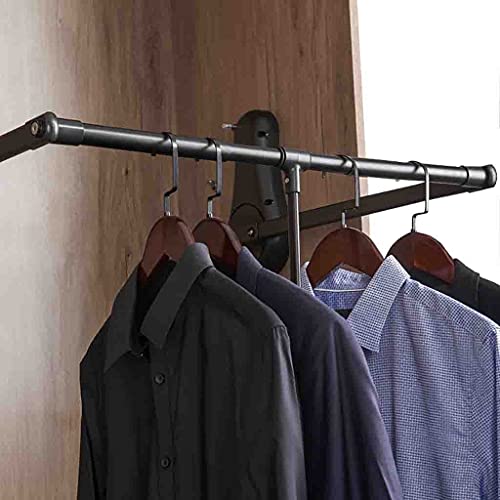 Tringle à vêtements pour garde-robe réglable et rétractable noire 510-650 mm