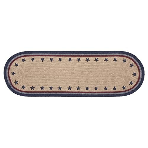 VHC-Brands-Braided-Cotton-Table-Runner-12x36-Cotton-Dining-Room-Kitchen-Table-Runner-Jute-Style-Farmhouse-Stenciled-My-Country-Collection-Rectangle-12x36-Stars-Navy VHC Brands Braided Cotton Table Runner 12×36 Cotton Dining Room Kitchen Table Runner Jute Style Farmhouse Stenciled My Country Collection Rectangle 12×36 Stars Navy