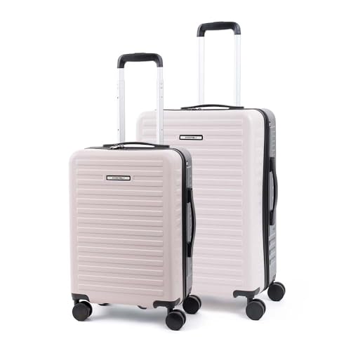 Image of Assembly Stark Hard Luggage Set of 2 Trolley Bags (20 + 24 Inch), Unbreakable Polycarbonate Dual-Tone Luggage Set, TSA Lock, Silent 8 Spinner Wheels, Hard Shell Suitcase Set Ivory Grey