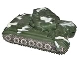 unten befinden sich 4 Räder, der Panzer fährt dadurch auf allen Untergründen