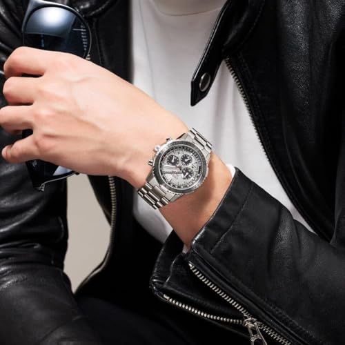 Image of Citizen CA4660-61A Chronograph Eco-Drive Men's Watch - Stainless Steel Case & Band, Sapphire Crystal,White Dial