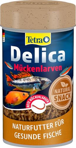 TetraDelica Bloodworms, Naturfutter für Zierfische, enthält zu 100% gefriergetrocknete rote Mückenlarven, 100 ml Dose