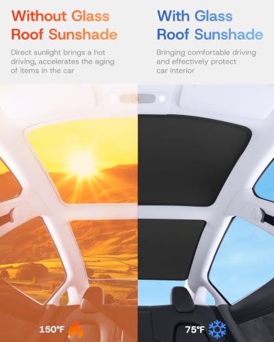 Image of 2026 Upgrade Sunshade Roof for Tesla Model 3 2021-2026, [Graphene Infused Fabric & UPF 50+ & No-Sag] 1:1 Fit Heat Insulation Glass Roof Sun Shade for Tesla Model 3 Accessories, Black, 2PCS