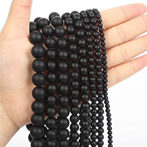 Perles en pierre noire mate pour accessoires de boucle d'oreille créatifs