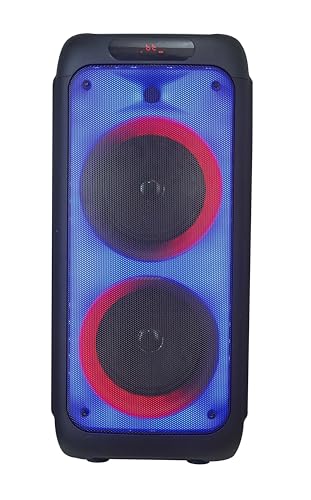 Image of Party Waves 700 | 100W Portable Bluetooth RGB Subwoofer Speaker with FM /USB /AUX /SD Slot, Include Remote Control, Wireless Microphone | 6 Hours Play Time | Party Lights and Carry Handle, Black
