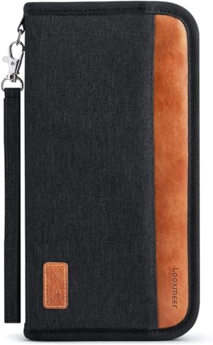 Looxmeer Porta Documenti da Viaggio Famiglia Protezione da RFID Impermeabile Resistente. Portafoglio...