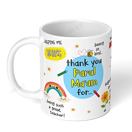 Image of Thank You Teacher Mug With Personalized Teacher'S Name, Best Teacher Gift, Teacher Mug, Helping Me To Grow Ceramic Mug 11Oz Designer Coffee /Tea Cup Arm576 (Ma'Am /Sir) - 325 Ml