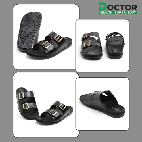 Image of DOCTOR HEALTH SUPER SOFT Men's Ultra Comfort Slippers | Trendy Cushioned Design with Breathable Mesh | Dual-Density PU Sole | Anti-Slip Grip & Adjustable Strap for Everyday Wear