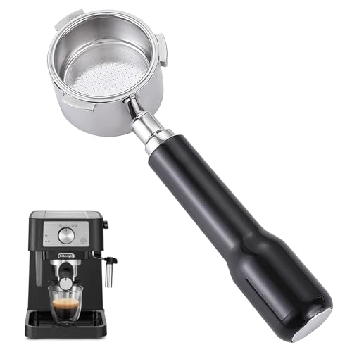 Porte-filtre sans fond de 51 mm : porte-filtre en acier inoxydable avec 3 oreilles, compatible avec les machines à café DeLonghi Dedica EC680/EC685/EC785/EC820/EC850/EC860, avec panier filtrant et