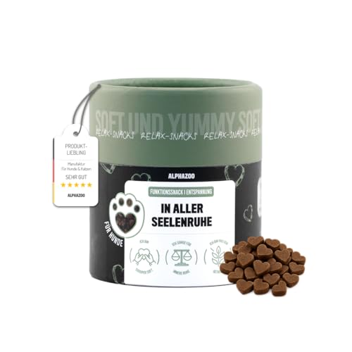 alphazoo In Aller Seelenruhe 60 g – Snack für Hunde mit Baldrian, Melisse & Ashwagandha. Ergänzungsfuttermittel zur Unterstützung von Entspannung & innerer Balance. Ohne künstliche Zusätze.