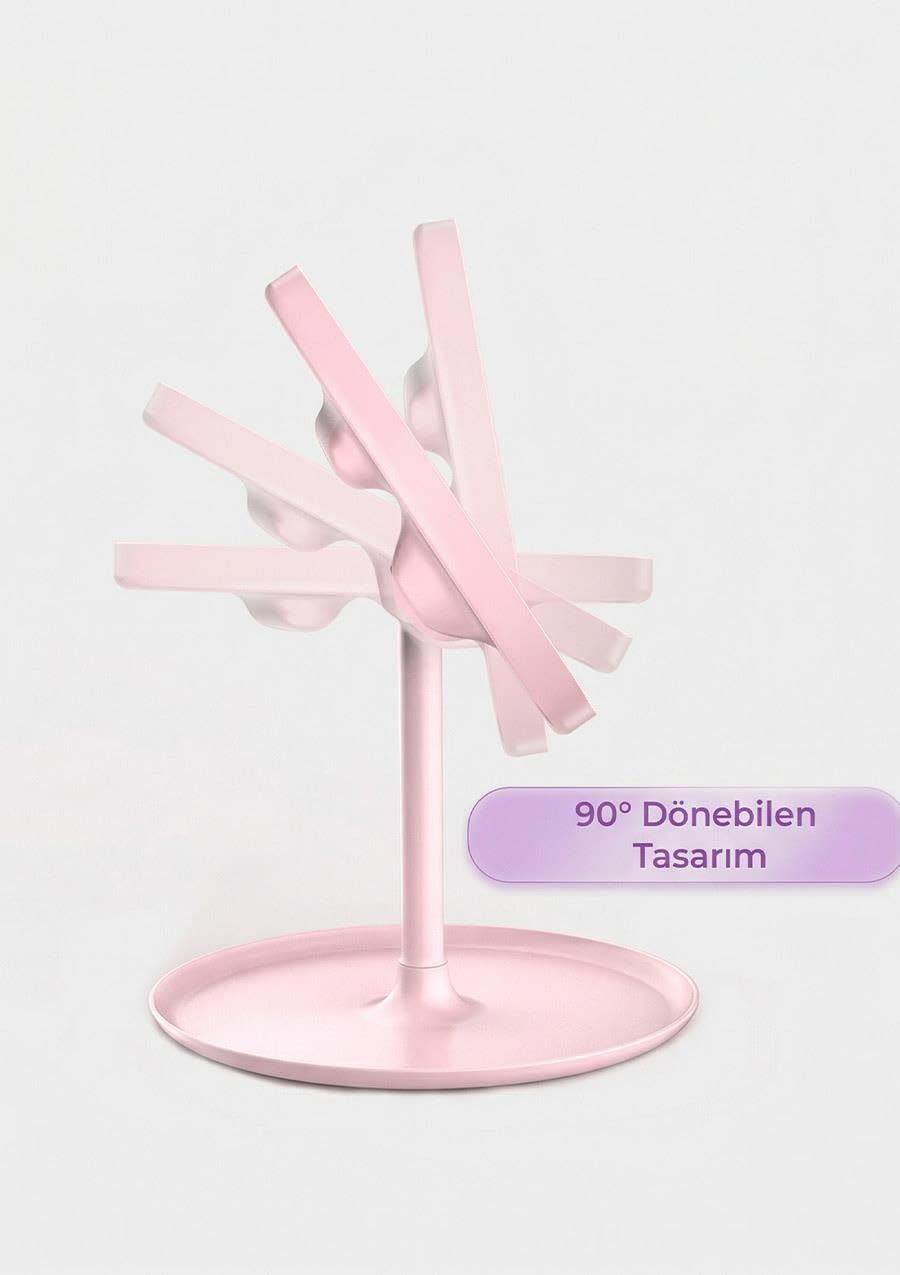 Ledli Yuvarlak Ayna Işıklı Mini Makyaj Aynası 3 Farklı Işık Modu 18 CM Beyaz