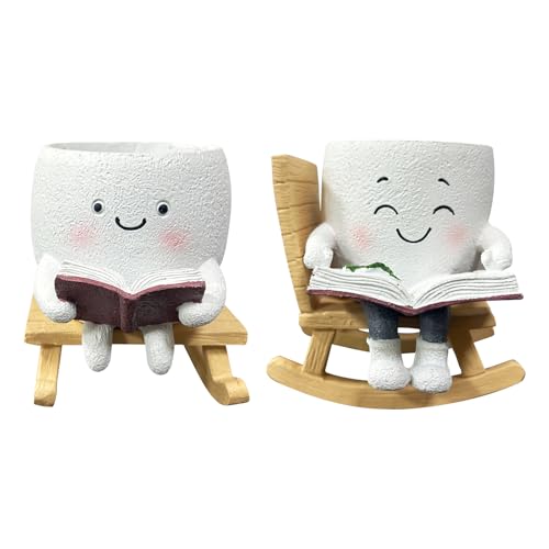 Pot de fleurs original avec chaise à bascule, idée cadeau déco - 2