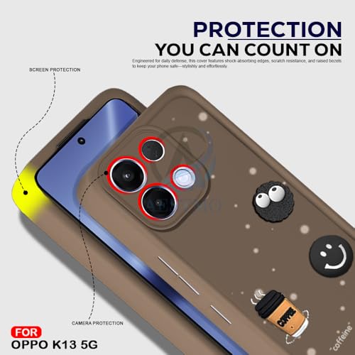 Image of AESTMO Back Case Cover for Oppo K13 5G Cover | Cute Fun Cartoon 3D Ball | Coffee Silicone Case | Full Body Protection | Camera Protection Back Oppo K13 5G (Brown