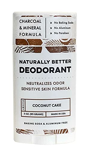 Naturally Better Coconut Cake Deodorant - Sensitive Skin Formula, Aluminum-Free, Baking Soda-Free, All-Natural, Magnesium & Activated Charcoal, Plant-Derived, Made in USA by DAYSPA Body Basics