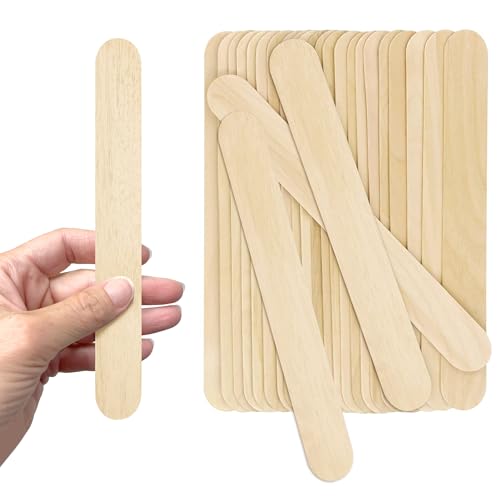 50 Pack, CraftySticks 8 Inch Jumbo Wooden Craft Popsicle Sticks for STEM Learning, DIY Crafts, Fan Handles