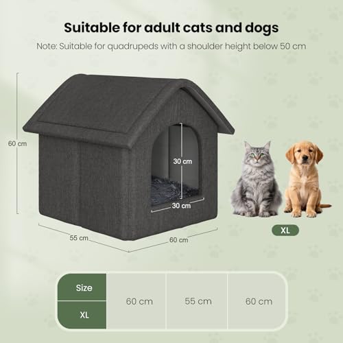 EUGAD Große Hundehöhle, Haustierhaus mit Plüschkissen, Hundehaus Hundehütte Outdoor Große Hunde 60x55x60cm, Katzenhaus für Draußen Winterfest Wasserfest Wetterfester für Streuner Haustiere