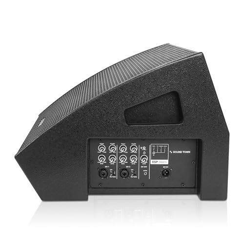 Image of Sound Town CARME Series 12 inch Multipurpose Powered Loudspeaker, with Coaxial Compression Driver, Class D amp., DSP, Birch Plywood for Live Sound, Karaoke, Bar, Church, Black (CARME-12MPW)