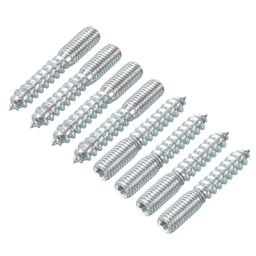 uxcell M8 Hanger Bolts Length 2"(50mm) Double Headed Bolts Self-Tapping Screw 8mm Wood Joint Furniture Legs 24pcs
