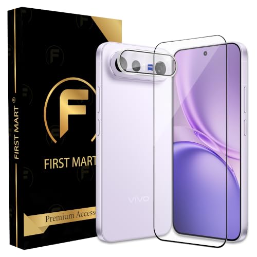Image of FIRST MART Tempered Glass for Vivo X300 FE 5G with Silver Camera Ring Guard & Installation Kit | HD Clear Edge-to-Edge Screen Protector, Scratch Resistant, Case-Friendly | Pack of 1