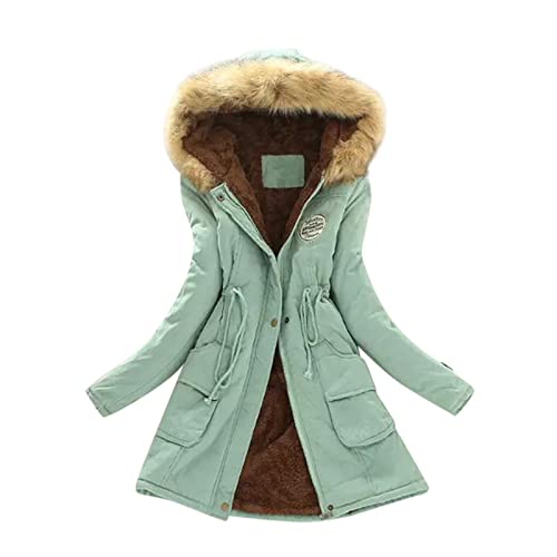 Winter Coats for Women Plus Size,Long Sleeve Shirts for Women Warm Winter Pullover Fuzzy Parkas Coats Thicken Plaid Jackets Tops Oversized Girls Winter Clothes for Women Mint Green