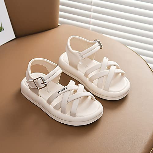 Girls' Sandals Girls Crossed Toddler Beach Sandals Summer Children Baby Boys Shoes Strap Girl's Shoes (Beige, 12 Little Kids)2