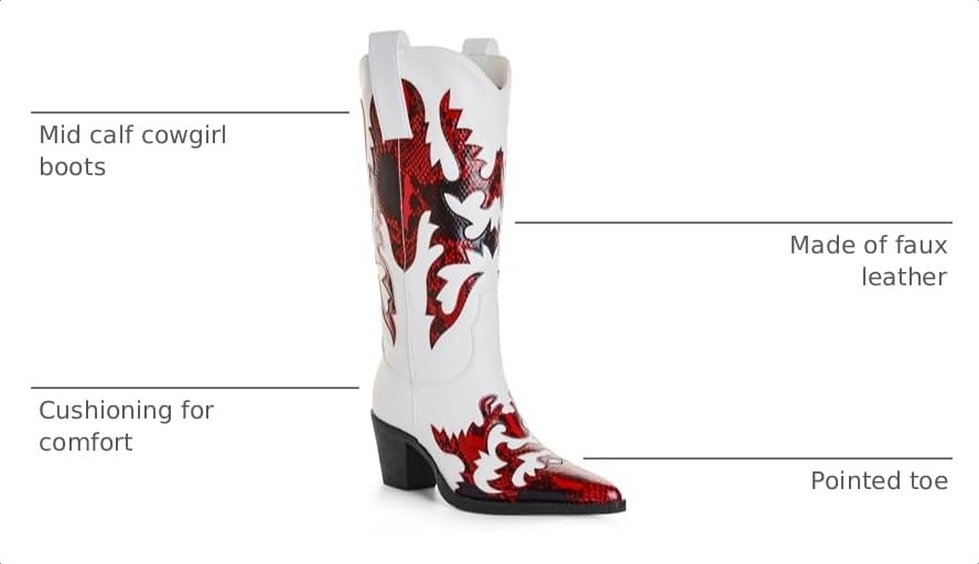 Image of ANN CREEK Women's 'Claremont' Sexy Cowboy Boots Mid Calf Knee-high Patchwork Dressy Cowgirl Western Woman Chunky Heel Pointed Toe Trendy Knee High Tall Boots