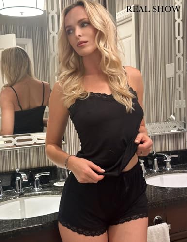 Image of Avidlove Women Cami Pajama Set Modal Sleepwear Lace Trim Short PJ Set with Shorts