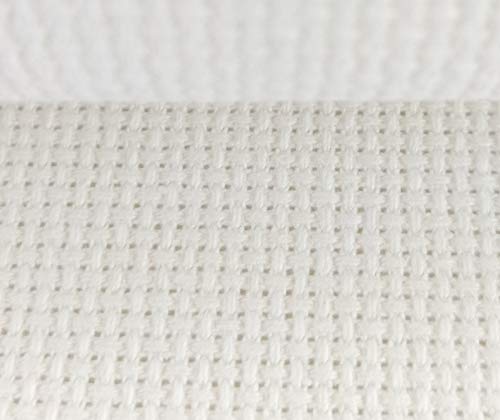 Image of KCS 16CT Counted Cotton Cross Stitch Aida Cloth Fabric (White, 12 inch x 59 inch)