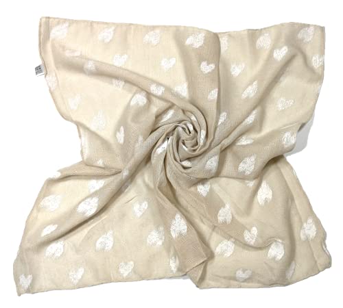 Shanlin Unisex Cotton Square Bandanas Scarves 24x24, Hearts-beige, 24X24inches (60x60cm)