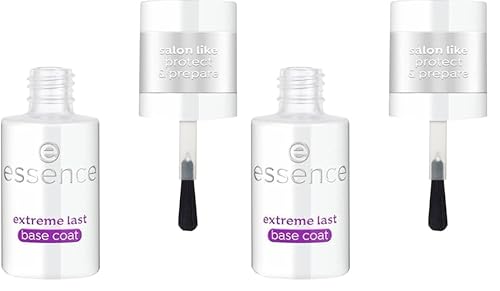 Essence Cosmetics Last Base Coat, Lunga Durata, Preparatorio, Protettivo, Naturale, Lucida, 8 ml (Confezione da 2)