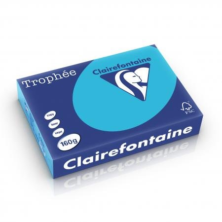 Clairefontaine 1052C - Karton mit 4 Ries à 250 Blatt Druckerpapier / Kopierpapier Trophée, DIN A4 (21x29,7 cm), 160g, Königsblau intensive Farbe, 1 Karton