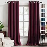 Luxury Velvet Curtains for Living Room 84 Inches Room Darkening Super Thick Soft Velvet Textured Window Curtain Drapes Thermal Insulated Grommet Decoration 2 Panels, Each 52 x 84 Inch, Burgundy