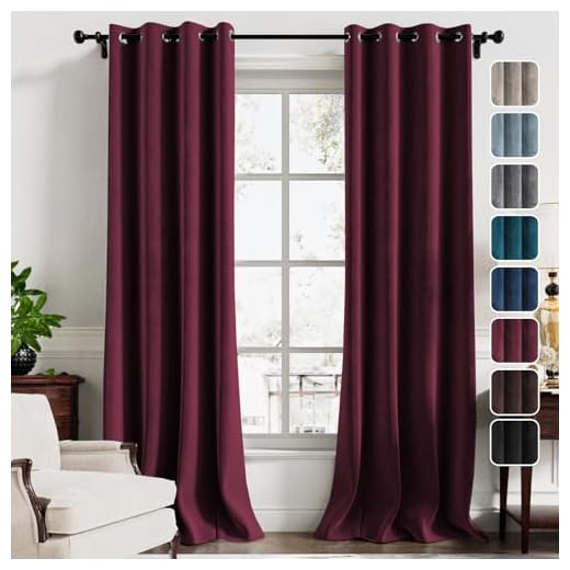 Luxury Velvet Curtains for Living Room 84 Inches Room Darkening Super Thick Soft Velvet Textured Window Curtain Drapes Thermal Insulated Grommet Decoration 2 Panels, Each 52 x 84 Inch, Burgundy